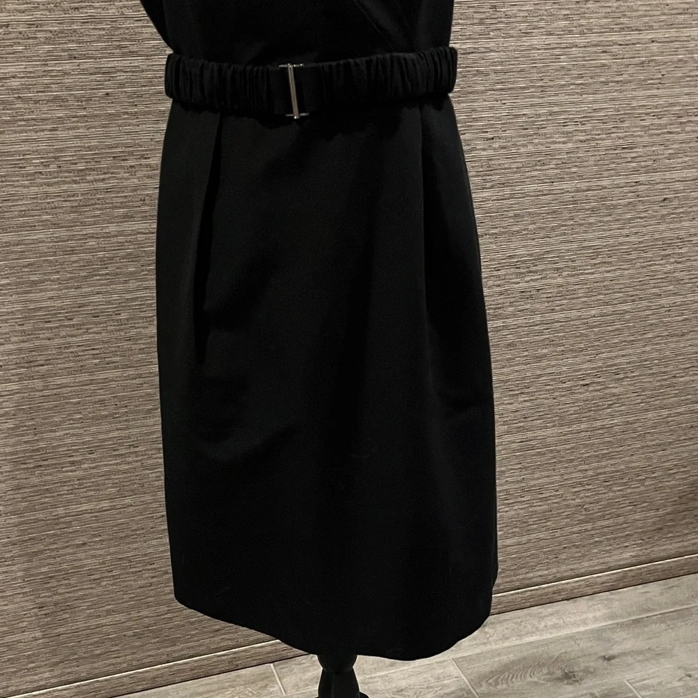Halogen Black Sleeveless V Neckline sheath Linen/Silk Dress size 12 - Picture 6 of 11